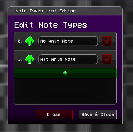 Image showing the note types screen
